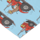 赤いトラクター漫画を運転する可愛い幸せな牛 テーブルクロス (アングル)
