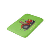 赤いトラクター漫画を運転する可愛い幸せな牛 バスマット (アングル)