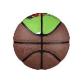 赤いトラクター漫画を運転する可愛い幸せな牛 ミニバスケットボール (右)