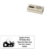 赤いトラクター漫画を運転する可愛い幸せな牛 ラバースタンプ (押印)