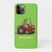 赤いトラクター漫画を運転する可愛い幸せな牛 Case-Mate iPhoneケース (裏)