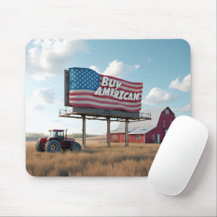 赤いトラク買タと納屋を備えたアメリカのビルボード マウスパッド
