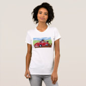 赤いトラックおよびラブラドール Tシャツ (正面フル)
