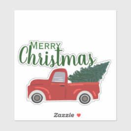 赤いトラックがクリスマスを祝う シール