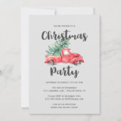 赤いトラックと木のクリスマスパーティー 招待状 (正面)