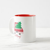 赤いトラックと木メリーの"Be" ツートーンマグカップ (正面左)