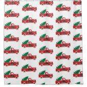 赤いトラックと木 シャワーカーテン (正面)