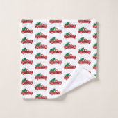 赤いトラックと木 バスタオルセット (ウォッシュタオル)