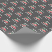赤いトラックと木 | Gray Merry Christmas Gift ラッピングペーパー (角)