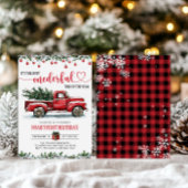 赤いトラックのクリスマスツリー 1歳の誕生日おめでとう 招待状