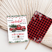 赤いトラックのクリスマスツリー 1歳の誕生日おめでとう 招待状