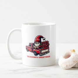 赤いトラックのポインセチア・ノーム クリスマスグリーティング コーヒーマグカップ