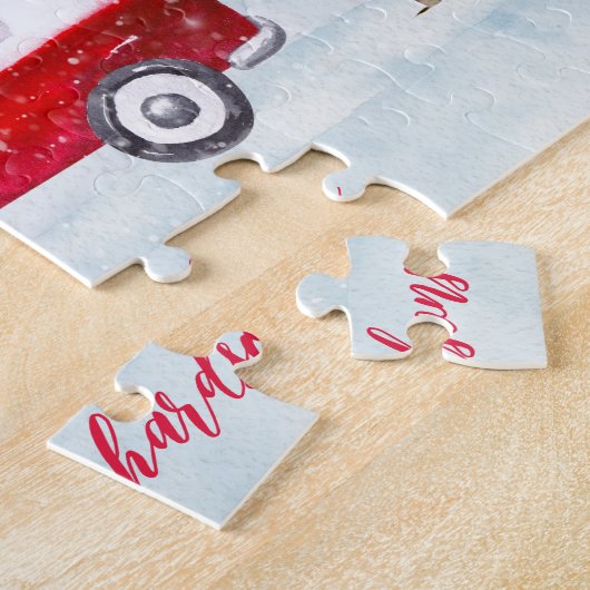 赤いトラックのメリークリスマス ジグソーパズル (側面)