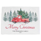 赤いトラックのメリークリスマス ラージペーパーバッグ (正面)