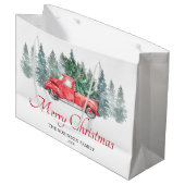 赤いトラックのメリークリスマス ラージペーパーバッグ (正面アングル)