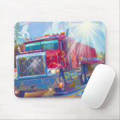 赤いトラックの大きい装備のトラック運転手のギフト マウスパッド (マウス)