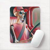 赤いトラックを運転するスケルトン マウスパッド (マウス)