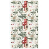 赤いトラック、ギフトと雪だるま大 テーブルクロス (正面)