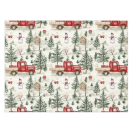 赤いトラック、ギフトと雪だるま小 テーブルクロス