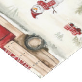 赤いトラック、ギフトと雪だるま小 テーブルクロス (アングル)