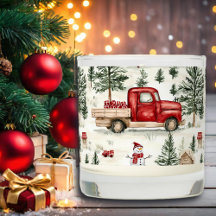 赤いトラック(ギフトと雪だるま)