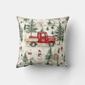 赤いトラック(ギフトと雪だるま) クッション (裏面)