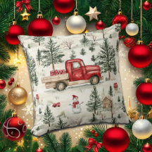 赤いトラック(ギフトと雪だるま)