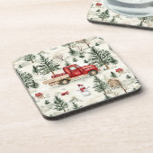 赤いトラック(ギフトと雪だるま) コースター (左側)
