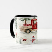 赤いトラック(ギフトと雪だるま) マグカップ (正面左)
