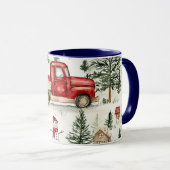 赤いトラック(ギフトと雪だるま) マグカップ (正面右)