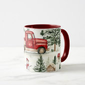 赤いトラック(ギフトと雪だるま) マグカップ (正面右)