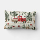赤いトラック(ギフトと雪だるま) ランバークッション (裏面)