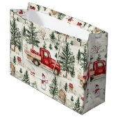 赤いトラック(ギフトと雪だるま) ラージペーパーバッグ (正面アングル)