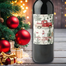 赤いトラック(ギフトと雪だるま) ワインラベル