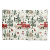 赤いトラック(ギフトと雪だるま) 枕カバー (裏面)