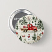 赤いトラック(ギフトと雪だるま) 缶バッジ (正面&裏面)
