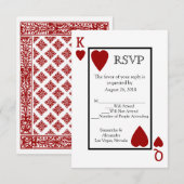 赤いトランプのマッチングRSVPカード 出欠カード (正面/裏面)