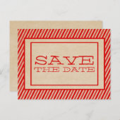 赤いトレンディーストライプのポストカードを保存 案内ポストカード (正面/裏面)