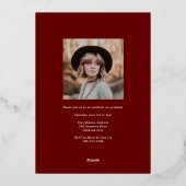 赤いトレンディーセリフ複数写真の卒業 箔招待状 (裏面)