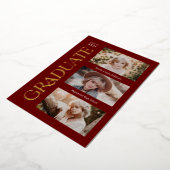 赤いトレンディーセリフ複数写真の卒業 箔招待状 (回転した状態)