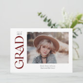 赤いトレンディーセリフ2枚の写真の卒業 案内状 (スタンド正面)