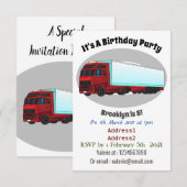 赤いトレーラートラックのイラスト 招待状 (正面/裏面)