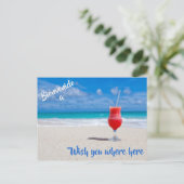 赤いトロピカルビーチポストカードへようこそ ポストカード (スタンド正面)