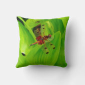 赤いトンボと緑無地のの枕 クッション (裏面)