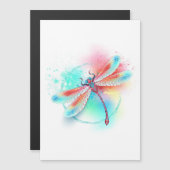 赤いトンボの水彩画の背景 マグネット招待状 (正面/裏面)