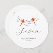 赤いトンボ結婚イの円卓番号 招待状 (正面/裏面)