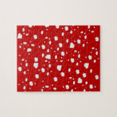 赤いトープ茸のドットパターン ジグソーパズル (横)