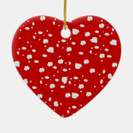 赤いトープ茸のドットパターン セラミックオーナメント