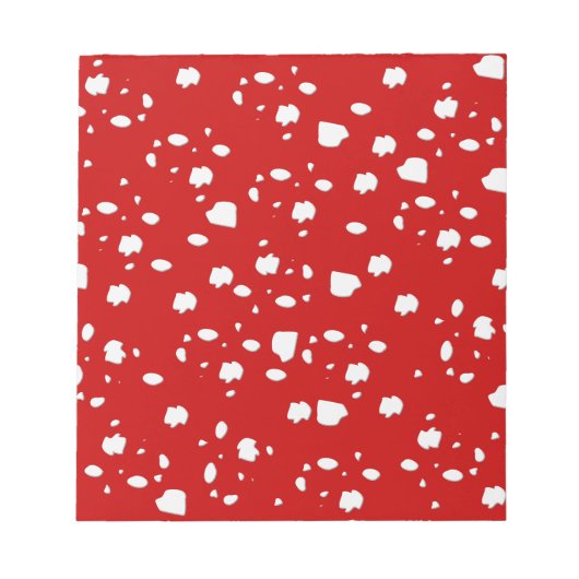 赤いトープ茸のドットパターン ノートパッド (正面)