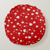 赤いトープ茸のドットパターン ラウンドクッション (正面)